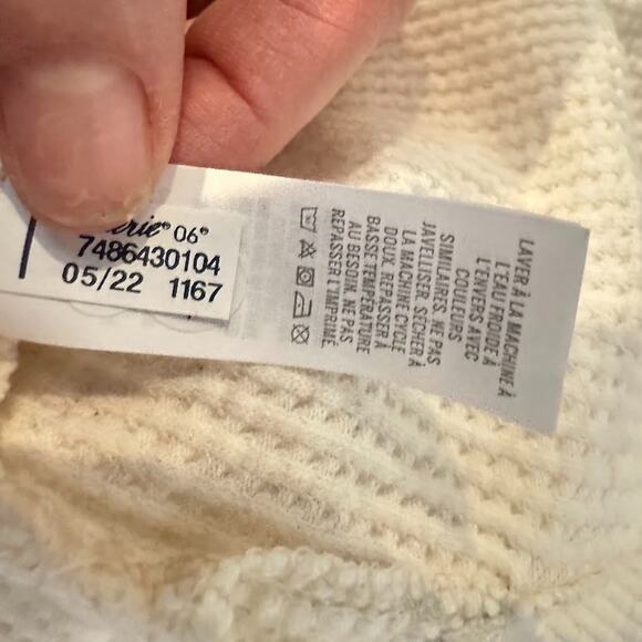 Aerie Do What Makes You Happy Waffle Knit Thermal Top Oversized Medium Ivory - Picture 10 of 11